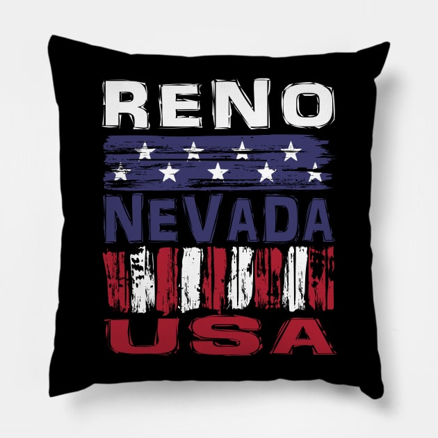 Reno Nevada USA T-Shirt Pillow by Nerd_art