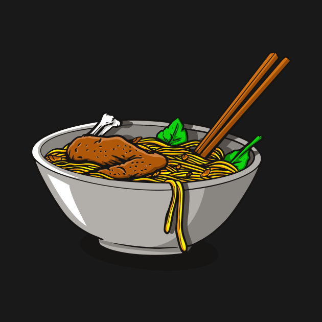 Chicken noodle in a bowl illustration by Invectus Studio Store