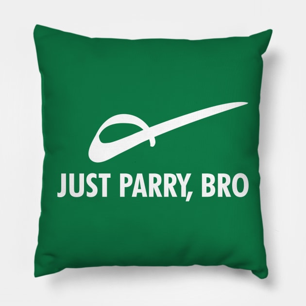 Just Parry Bro (White Text) Pillow by capnflynn