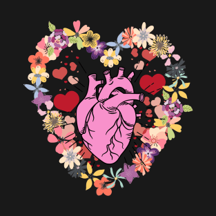 Heart Shirt Unisex Shirt, Heart Roses Art, Heart Roses Graphic, Retro Heart Shirt, Botanical, Aesthetic Shirt, Heart Warrior T-Shirt