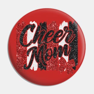 Cheer mom, red glitter faux Pin