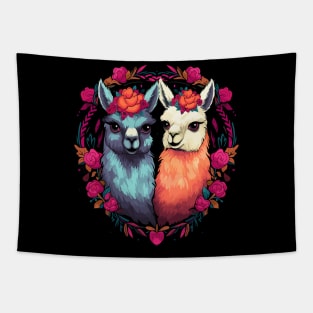 Alpaca Couple Valentine Tapestry