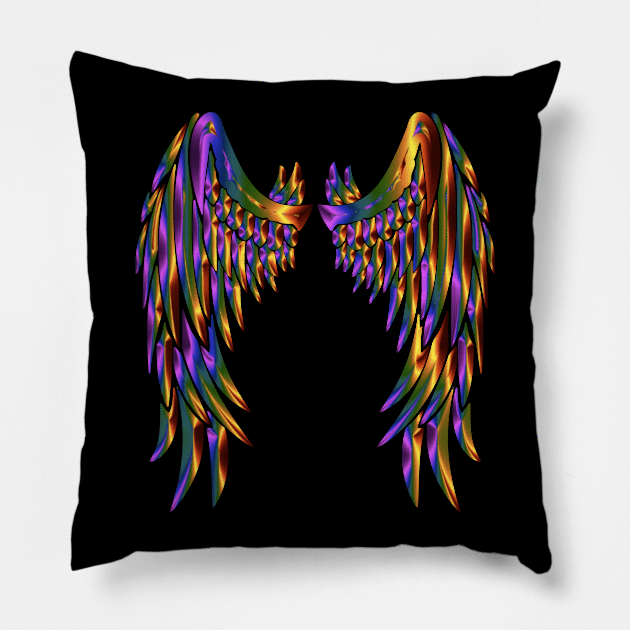 Chromatic Angel Wings Pillow by WannabeArtworks