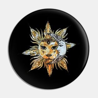 Astronomy Sun and Moon - Watercolor Pin