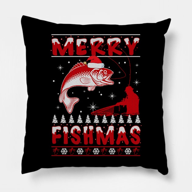 Merry Fishmas Pillow by TeeLand