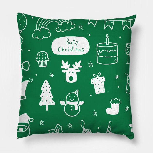 Christmas pattern on Green Pillow by hedehede