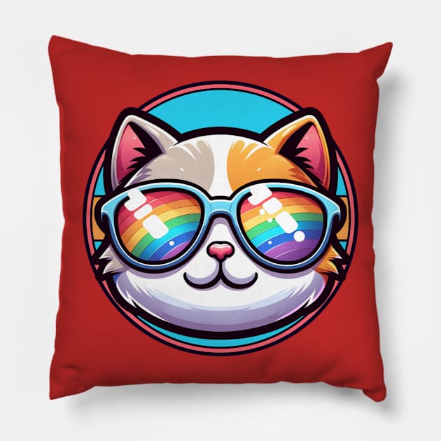 Cool Rainbow Cat - LGBTQ Pride Pillow by Prideopenspaces