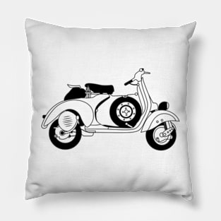 Vespa 125 Six Days Black Outline Pillow