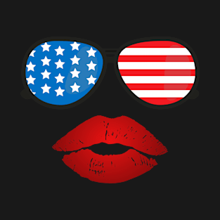 USA Themed America Sunglasses 4th of July T-Shirt