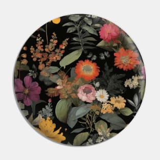 Night Garden with Colorful Flowers Pin