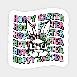 Hoppy Easter Retro Bunny Leopard Bow, easter Day, funny easter , easter shirt cool Magnet