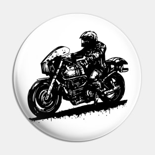 shadow biker riding the motorcycle stencil art black and white Pin