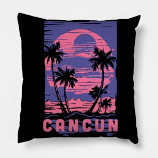 Cancun Mexico Souvenir Lifestyle Cyberpunk Vacation Trip Pillow