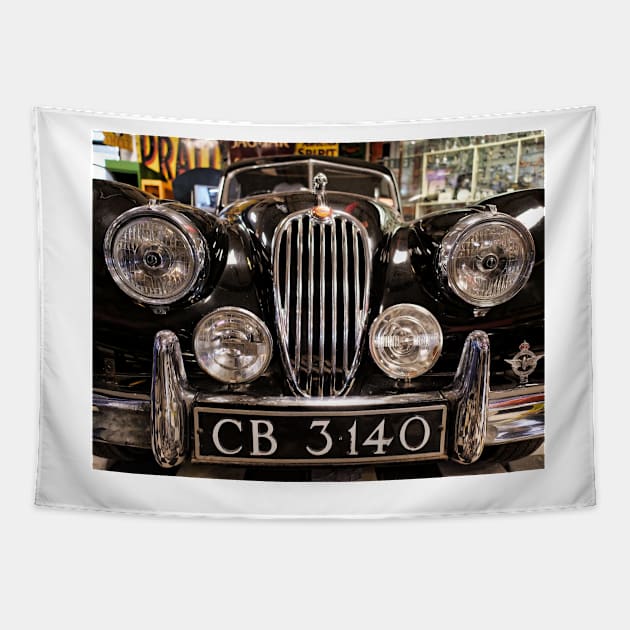 Stare at the black classic car headlights Tapestry by fantastic-designs