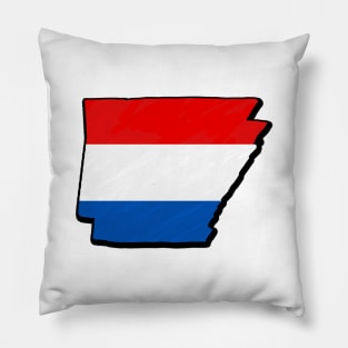 Red, White, and Blue Arkansas Outline Pillow