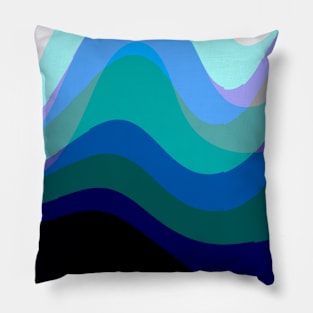 Abstract Blue 303 - Groovy Flowing Art Pillow