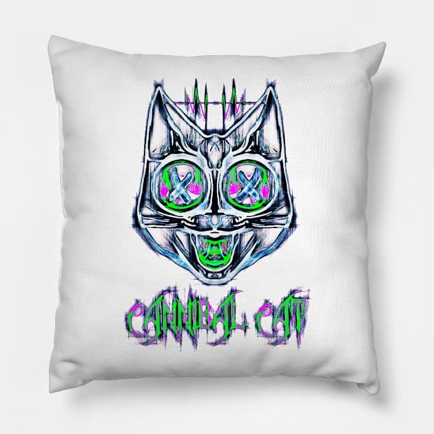 Psychedelic Cannibal Cat Pillow by CannibalCat