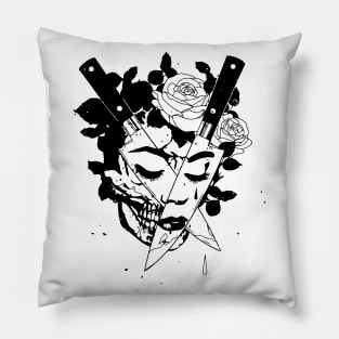 Skull face woman Pillow