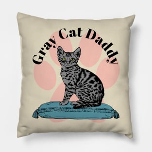 Gray Cat Daddy Paw Pillow