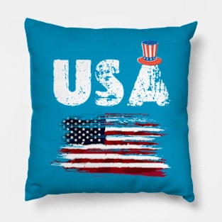 Rainbow American Flag Women Patriotic Shirt 4th of July Memorial Pillow