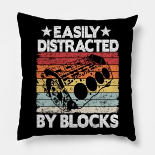 Easily Distracted By Blocks Funny Mechanic Pillow