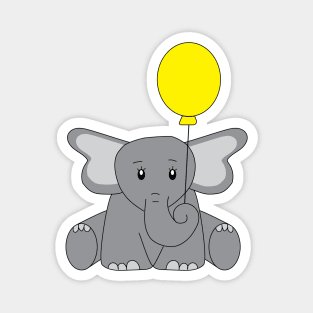 Baby Elephant with a Yellow Balloon Magnet