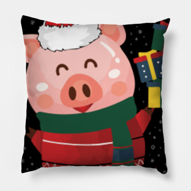 Funny Cute Christmas Costume Farm Pig Santa Hat Scarf Funny Cute Christmas Costume Farm Pig S Pillow Teepublic