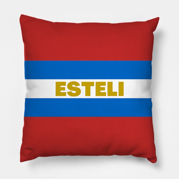 Esteli City in Nicaraguan Flag Colors Pillow by aybe7elf