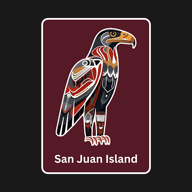 San Juan Island Washington Native American Indian American Red Background Eagle Hawk Haida by twizzler3b