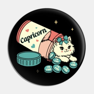 Capricorn White Kitty Pin