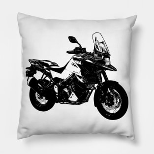 V Strom 1050XT Bike Black and White Pillow