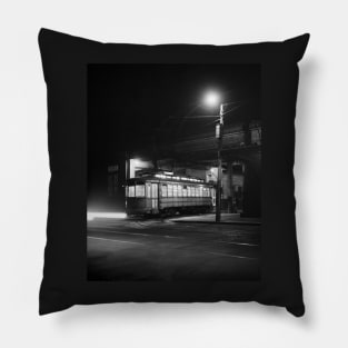 Streetcar at Night, 1943. Vintage Photo Pillow