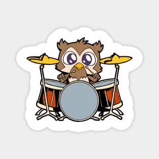 Comic owl drummer Magnet