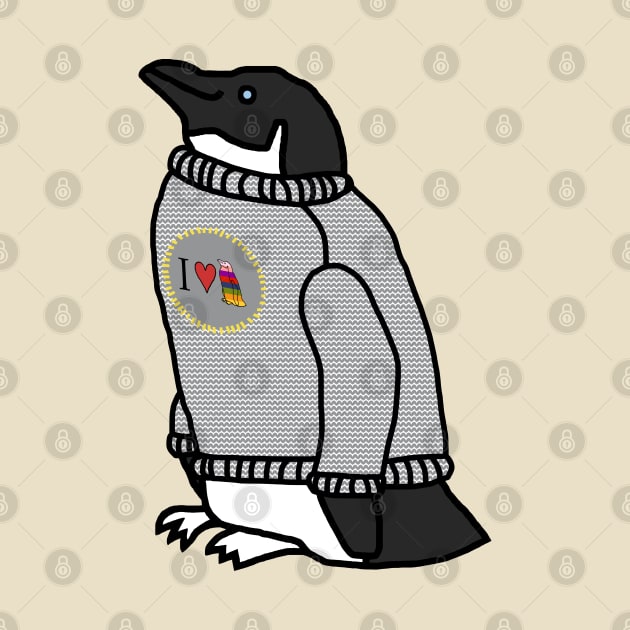 Penguin Wearing a Sweater at Christmas by ellenhenryart