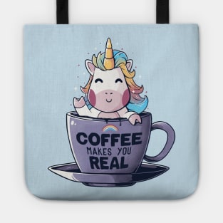 Coffee Makes You Real Funny Cute Unicorn - Light Tote