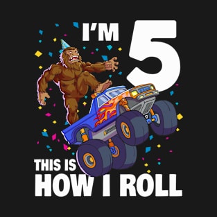 I'm 5 Bigfoot Sasquatch Monster Truck Kids 5th Birthday Boy T-Shirt