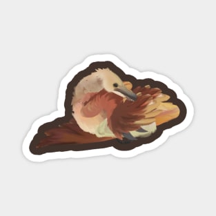 sleepy Velociraptor in brown Magnet