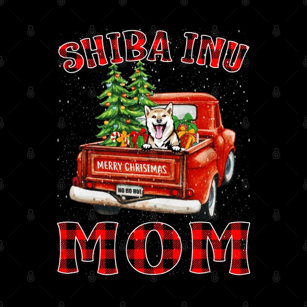 Christmas Shiba Inu Mom Santa Hat Truck Tree Plaid Dog Mom Christmas by intelus