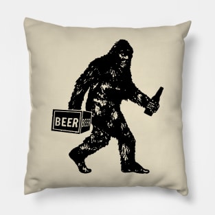 Bigfoot Drinking Beer Funny Pillow