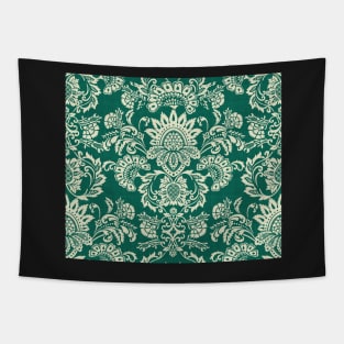 Damask Vintage Green and White Tapestry