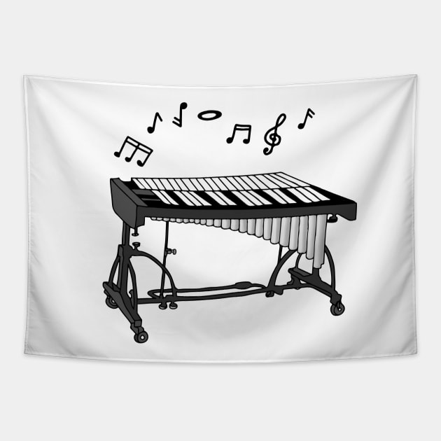 Minimalist Vibraphone In Love with Music (Vibraphonist Melodic Note) Mallet Percussion Instrument Tapestry by Mochabonk