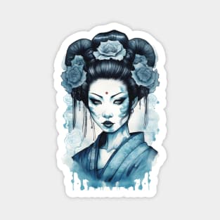 Blue geisha japan art design Magnet