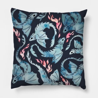 Dragon fire dark blue Pillow