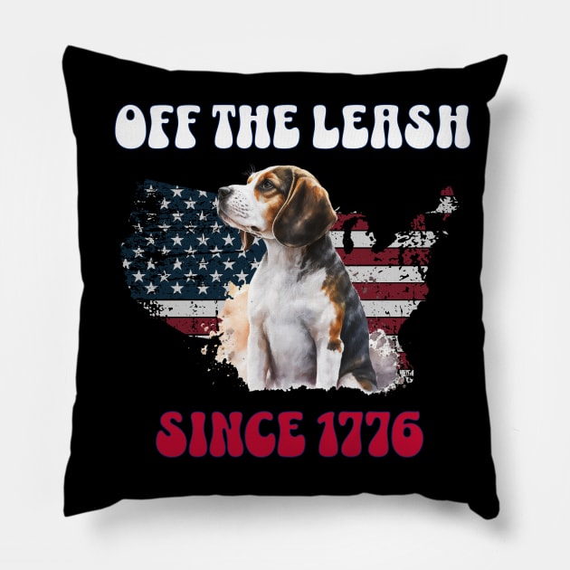 4th of July Independence Day Funny Design for Dog Lovers Pillow by EndlessDoodles