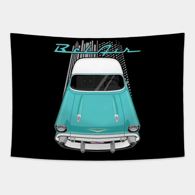 Chevrolet Bel Air 1957 - pinecrest green and white Tapestry by V8social