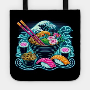 Cyber Punk Sushi and Ramen Lover Men Women Stylized Japanese Tote