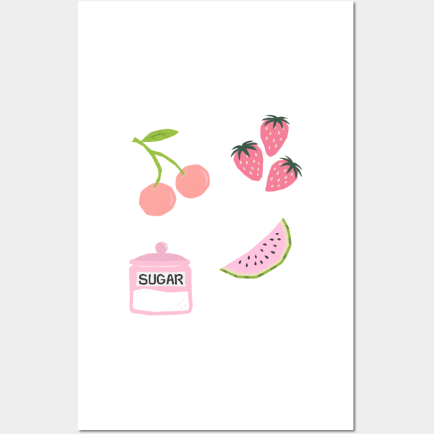 Y2k Coquette Berry Design Sticker Pack Pink