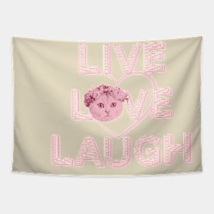 Live, Love, Laugh! Cat Graphic Tapestry