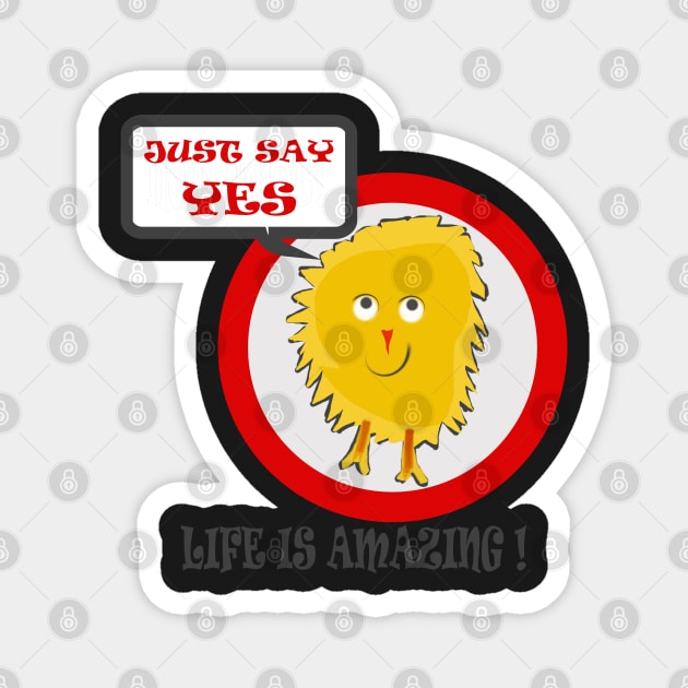 Yellow Amazing Life Dusty Rag Doll Just Say Yes Magnet by PlanetMonkey