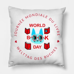 World Book Day Cat English French German Pillow